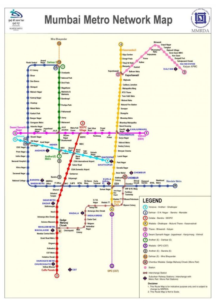 Mumbai Bombay Metro Map 724x1024 